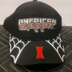 Vtg American Chopper BLACK WIDOW Mens Hat Ball Cap SPIDER Strap Back Adjustable